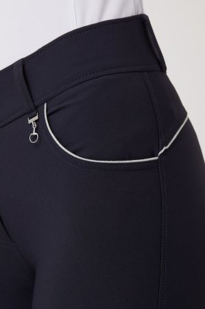 Bryczesy HORZE Aubrey z wysokim stanem i pełnym lejem silikonowym ciemnogranatowe