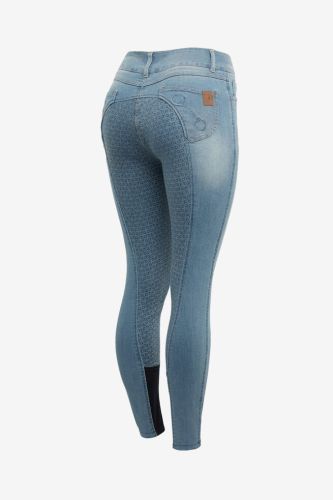 Przejdź do produktu Bryczesy HORZE jeansowe z pełnym lejem silikonowym, z wysokim stanem Kaia