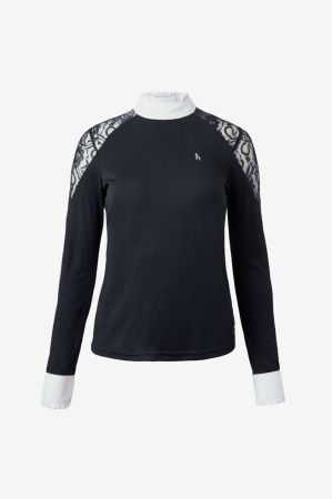 Koszulka konkursowa HORZE damska Sylvie z długim rękawem i koronką granatowa