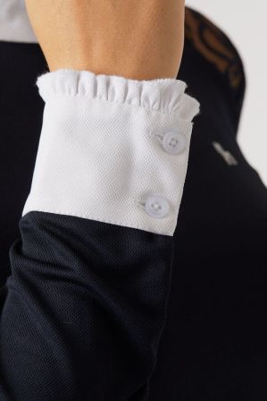 Koszulka konkursowa HORZE damska Sylvie z długim rękawem i koronką granatowa