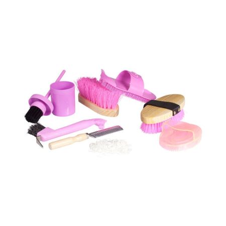 Skrzynka dziecięca Horze do pielęgnacji koni osprzęt w środku.jpg