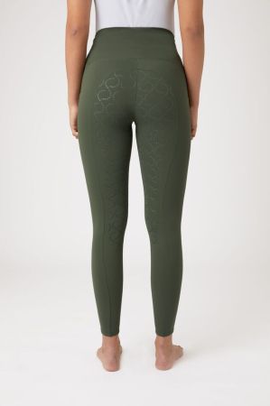 Legginsy kompresyjne HORZE Gillian z pełnym lejem silikonowym khaki