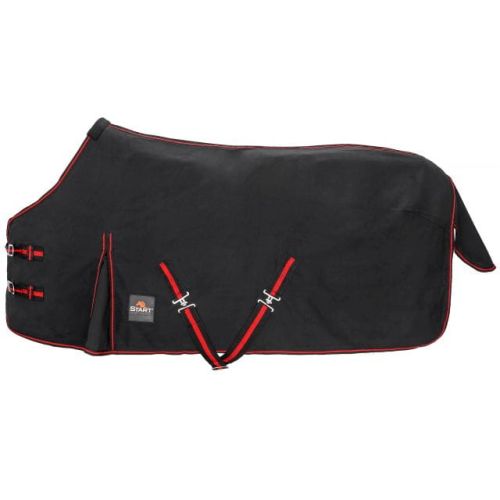 Przejdź do produktu Derka stajenna START Cotton 38mmPP czarno-czerwona