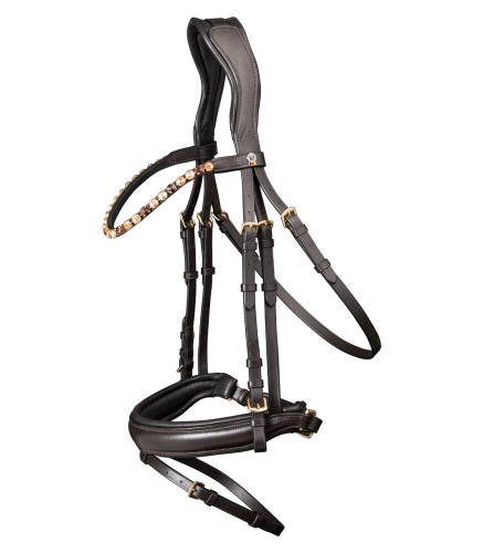 Przejdź do produktu Ogłowie WALDHAUSEN X-Line Goldheart brązowe