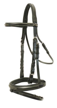 Ogłowie CANTER CLUB Polonica z nachrapnikiem "polskim" kombinowanym z wodzami czarne