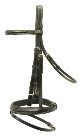 Ogłowie CANTER CLUB Polonica z nachrapnikiem "polskim" kombinowanym z wodzami czarne