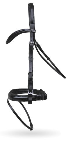 Przejdź do produktu Ogłowie CANTER CLUB Magnificus z nachrapnikiem "szwedzkim" z wodzami czarne - ostanie sztuki  