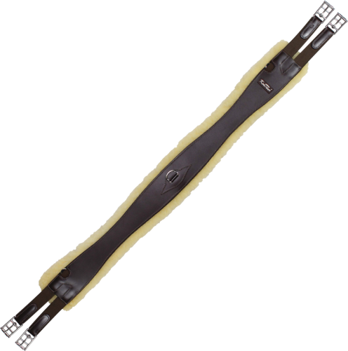 Przejdź do produktu Popręg KENTAUR Verona z futrem owczym z gumami po obu stronach ciemny brąz 130cm (24h)