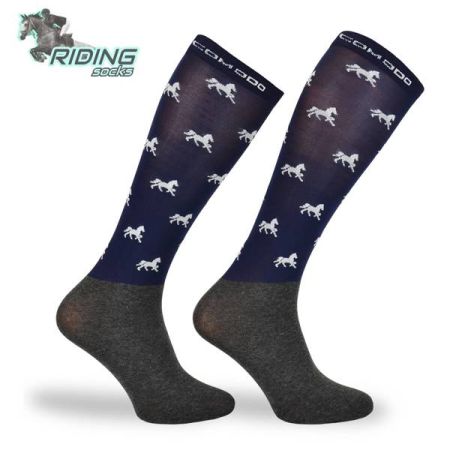 Podkolanówki jeździeckie COMODO SPJM – granatowe w konie Horses 03