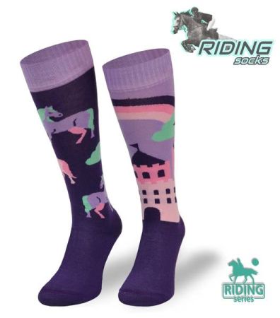 Podkolanówki jeździeckie COMODO SJBW - purpurowy jednorożec