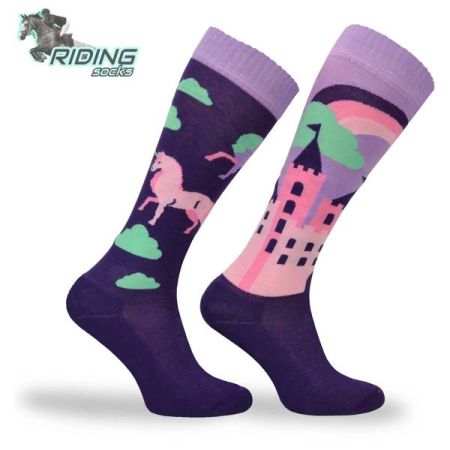 Podkolanówki jeździeckie COMODO SJBW - purpurowy jednorożec