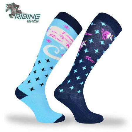 Skarpety jeździeckie COMODO SJBW niebieskie jednorożce