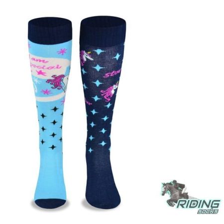 Skarpety jeździeckie COMODO SJBW niebieskie jednorożce