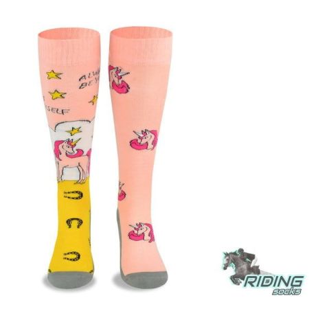 Skarpety jeździeckie COMODO SJBW różowe jednorożce
