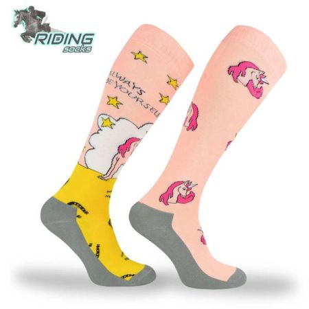 Skarpety jeździeckie COMODO SJBW różowe jednorożce