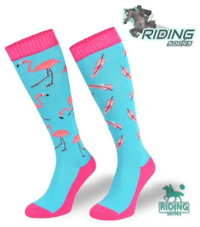 Podkolanówki jeździeckie COMODO SJBW – flamingi
