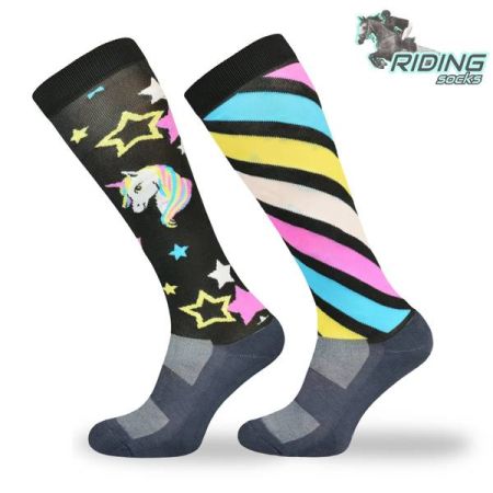 Podkolanówki jeździeckie COMODO SJP - czarne jednorożce
