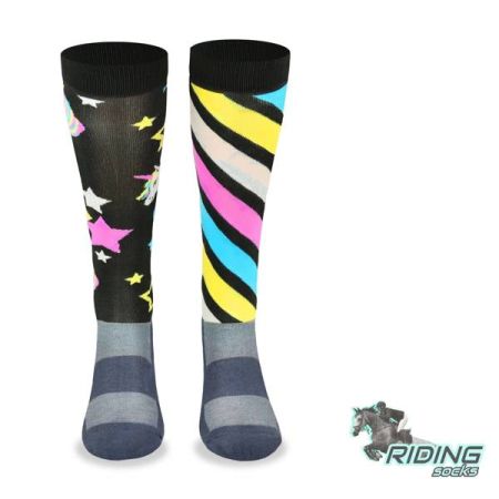 Podkolanówki jeździeckie COMODO SJP - czarne jednorożce