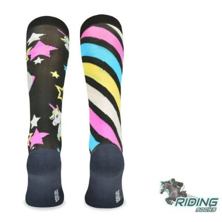 Podkolanówki jeździeckie COMODO SJP - czarne jednorożce