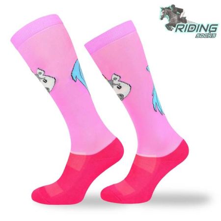 Skarpety jeździeckie COMODO SJP - różowe jednorożec
