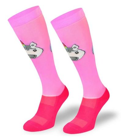 Skarpety jeździeckie COMODO SJP - różowe jednorożec