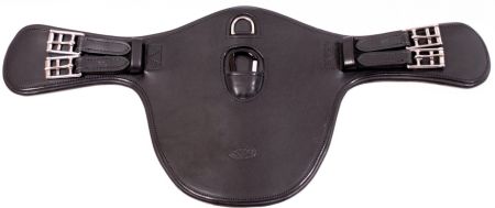 Popręg skórzany skokowy z karabinkiem krótki Daw Mag brązowy.jpg