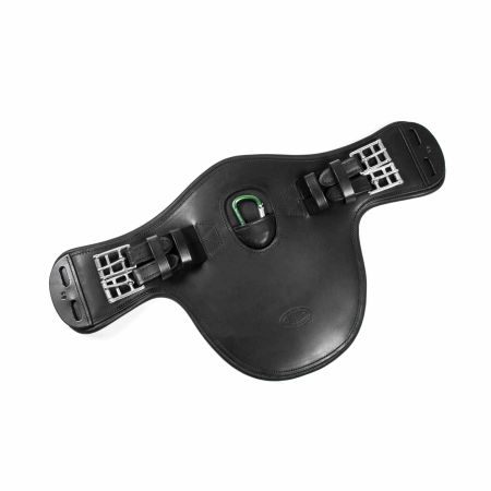 Popręg skórzany skokowy z karabinkiem krótki Daw Mag czarny.jpg