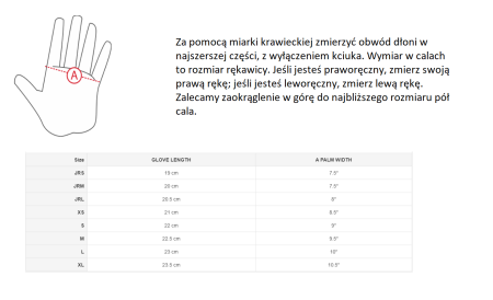Tabela rozmiarów rękawiczek HORZE