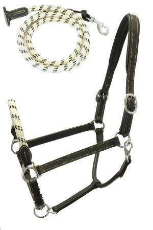 Kantar CANTER CLUB Duo - skórzany kombinowany z uwiązem czarny.jpg