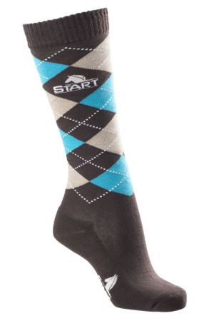 Skarpety START Check brązowo niebieskie.jpg