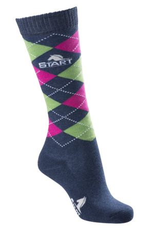 Skarpety START Check granatowo zielone.jpg