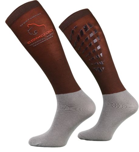 Przejdź do produktu Podkolanówki jeździeckie COMODO SPJT z silikonem - brązowe