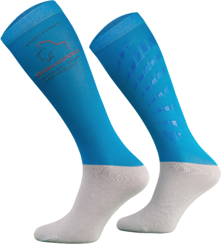 Przejdź do produktu Podkolanówki jeździeckie COMODO SPJT z silikonem - niebieskie