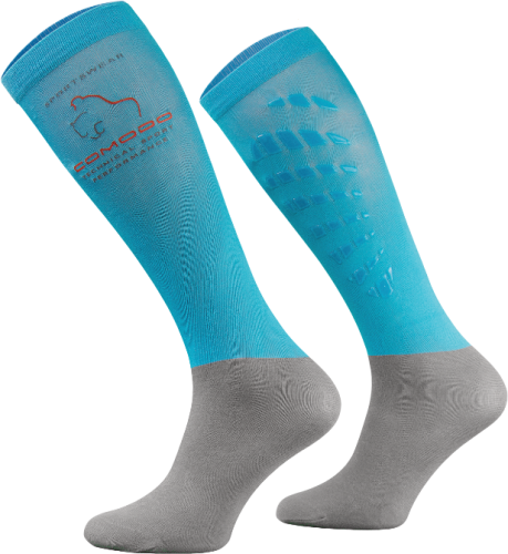 Przejdź do produktu Podkolanówki jeździeckie COMODO SPJT z silikonem - turkusowe