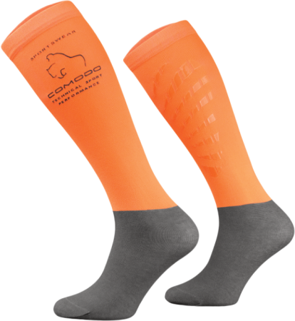 Podkolanówki jeździeckie SPJT z silikonem - pomarańczowy neon.png