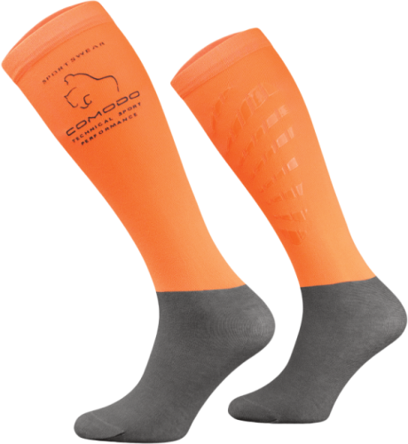 Przejdź do produktu Podkolanówki jeździeckie COMODO SPJT z silikonem - pomarańczowy neon