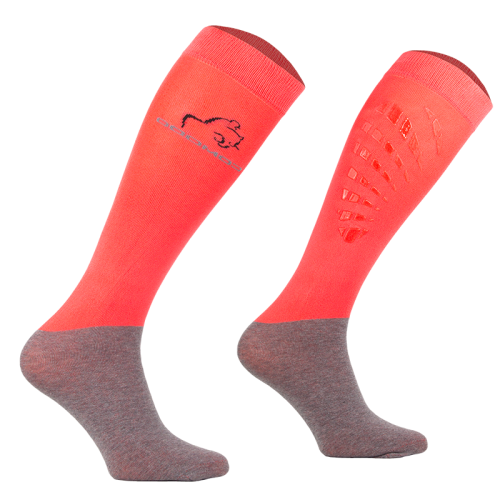 Przejdź do produktu Podkolanówki jeździeckie COMODOSPJT z silikonem - czerwone neon