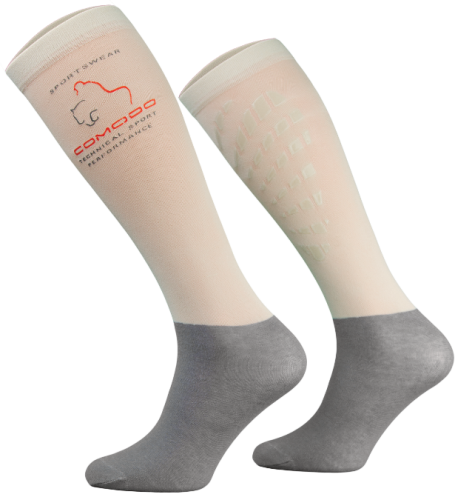 Przejdź do produktu Podkolanówki jeździeckie COMODO SPJT z silikonem - jasny beż