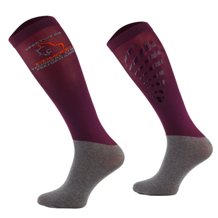 Podkolanówki jeździeckie SPJT z silikonem - burgundowe.png