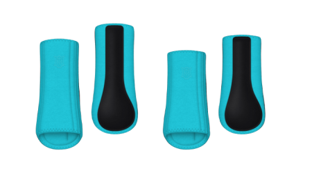 Ochraniacze MATTES HI-PRO turkusowo-czarne przód + tył.png