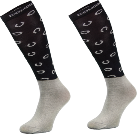 Podkolanówki jeździeckie COMODO SPJM Horseshoe 02 – granatowe  w podkowy.png