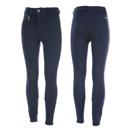 Bryczesy HORZE Active dziecięce z pełnym lejem silikonowym ciemnoniebieskie.png