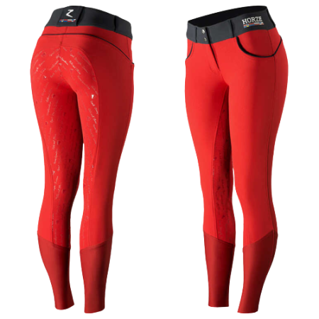 Bryczesy HORZE Nordic Performance damskie z pełnym lejem silikonowym czerwone.png