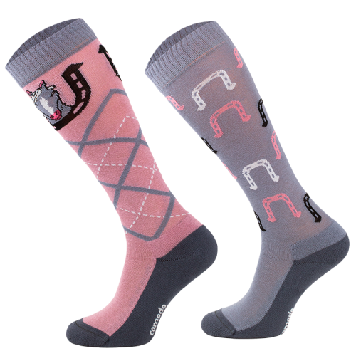 Przejdź do produktu Podkolanówki jeździeckie COMODO SJBW kolorowe podkowy