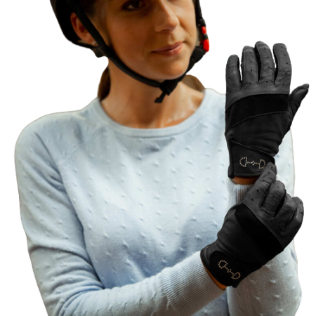 Rękawiczki HORZE Mesh z siatką skórzane damskie czarne4.png