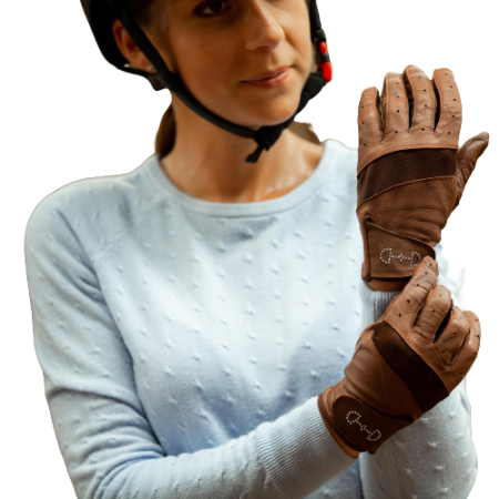 Rękawiczki HORZE Mesh z siatką skórzane damskie brązowe4.png