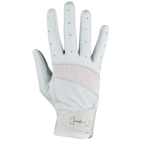 Rękawiczki HORZE Mesh z siatką skórzane damskie białe2.png