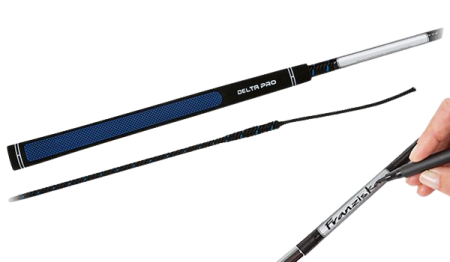 Bat ujeżdżeniowy FLECK DELTA PRO-GRIP z miejscem na podpis czarno-niebieski