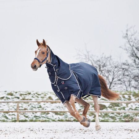 Derka HORZE padokowa z odpinanym kapturem Georgina 1200D, 250 g ciemnogranatowa