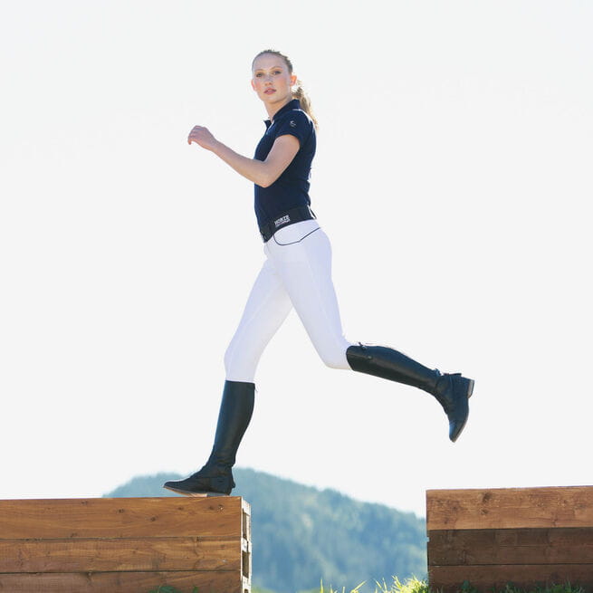 Bryczesy HORZE Nordic Performance damskie z pełnym lejem silikonowym białe